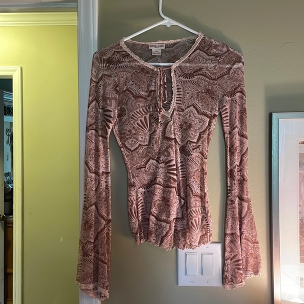 Guess long sleeve bohemian shirt size Small